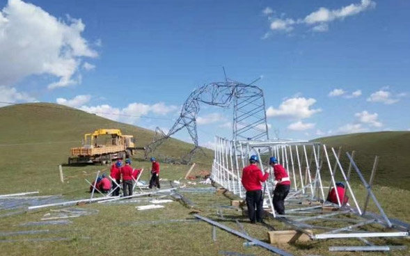 中国风电太卜寺旗风电场110kV送出线路倒塔抢修